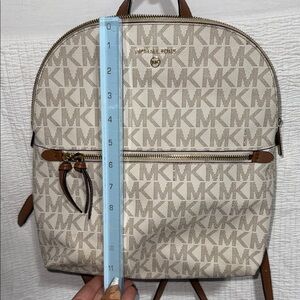Michael Kors Beige and Tan Signature Backpack